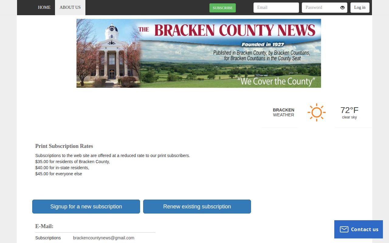 Bracken County News article search and publication interface